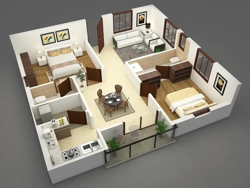 2 BHK luxury apartment floor plan at Godrej Vanantara Bannerghatta Road South Bangalore