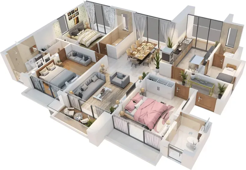 4.5 BHK Luxe premium apartment floor plan at Godrej Vanantara Bannerghatta Road