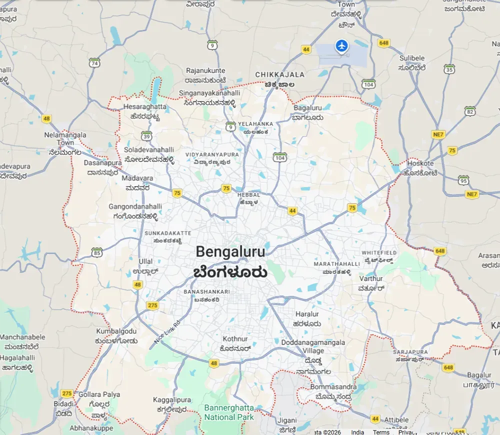 Location map of Godrej Vanantara off Bannerghatta Road Dinnepalya South Bangalore near NICE Road